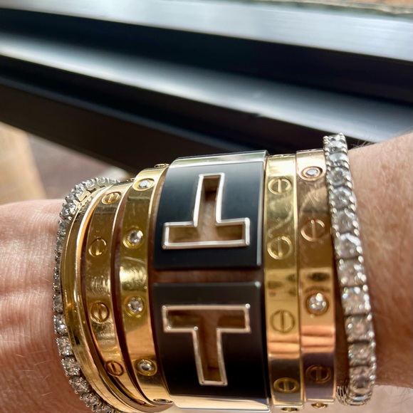 Tiffany & Co Sterling Silver T Cutout Hinged Cuff Bracelet - Picture 3 of 3